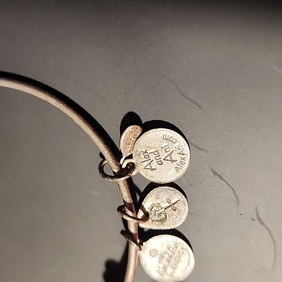 Alex And Ani Silver Lotus Charm Bangle Bracelet - Picture 7 of 7